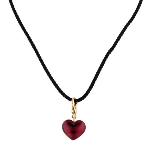 BACCARAT 18K 750 YELLOW GOLD CHARM CRYSTAL HEART PENDANT NECKLACE - Picture 7 of 9